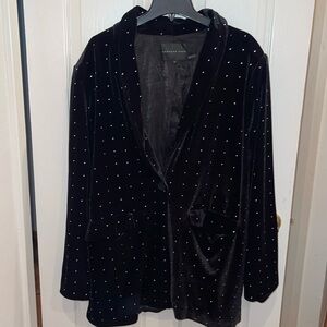 Amazing Endless  Rose XL Swarovski Crystal studded All Black Velvet 3/4 coat